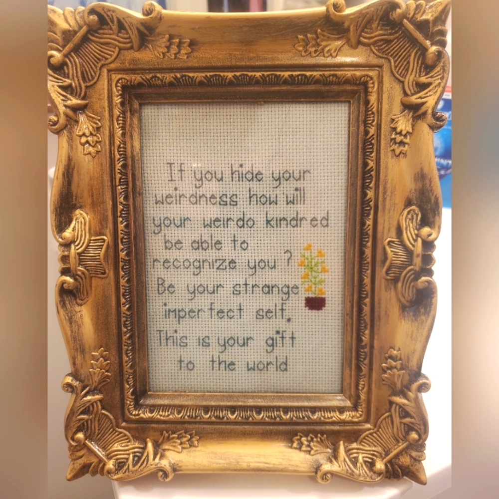 Handmade embroidered picture/saying